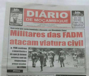 Capa do jornal Diário de Moçambique