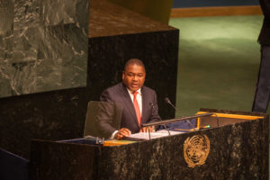 Filipe Jacinto Nyusi, Presidente da República de Moçambique, intervindo na sede da ONU