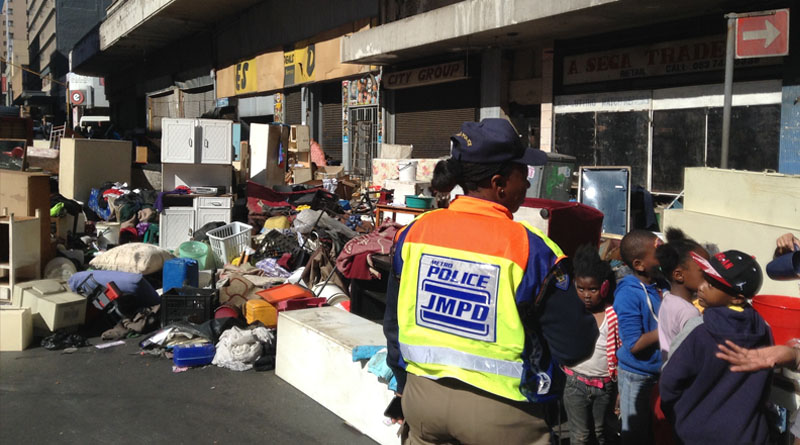 Despejados criam caos no centro de Joanesburgo